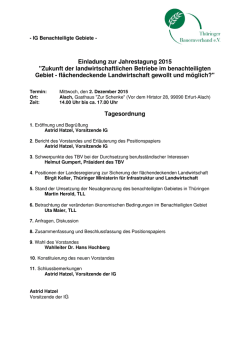 Jahrestagung IG Benachteiligte Gebiete