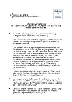 Haftpflicht-Versicherung f&uuml;r F&ouml;rdervereine im Gebiet der Ev. Kirche