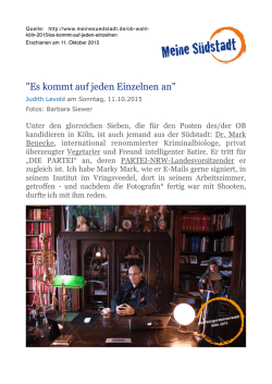 Es kommt auf jeden Einzelnen an
