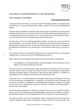 Einf&uuml;hrung in den Presse-Dialog am 25.11.2015 in