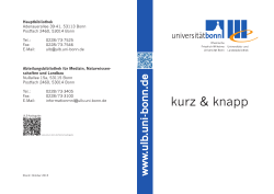 kurz & knapp - Universitäts und Landesbibliothek Bonn