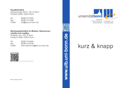 kurz & knapp - Universitäts und Landesbibliothek Bonn