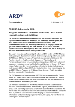 ARD/ZDF-Onlinestudie 2015: Knapp 80 Prozent der Deutschen sind