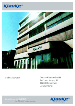 Selbstauskunft Gustav Klauke GmbH Auf dem Knapp 46 42855