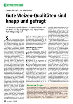 Gute Weizen-Qualit&auml;ten sind knapp und gefragt