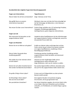 H&auml;ufig gestellte Fragen beim Bewerbungsgespr&auml;ch, die