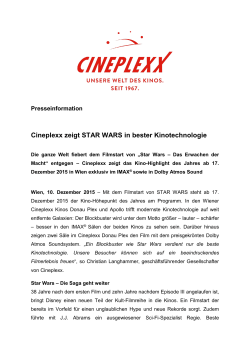Cineplexx zeigt STAR WARS in bester Kinotechnologie