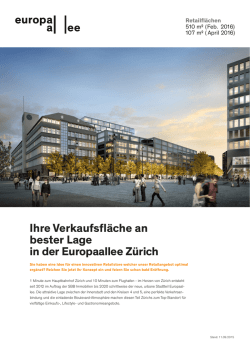 Ihre Verkaufsfl&auml;che an bester Lage in der Europaallee Z&uuml;rich