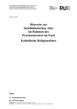 Hinweise zur fachdidaktischen Akte im Rahmen des