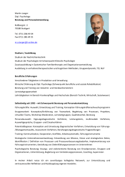 Martin Langer Dipl. Psychologe Beratung und Personalentwicklung