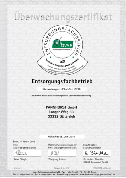 PANNHORST GmbH Langer Weg 33 33332 Gütersloh