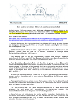 Gold anstelle von Aktien - Sicherheit anstelle
