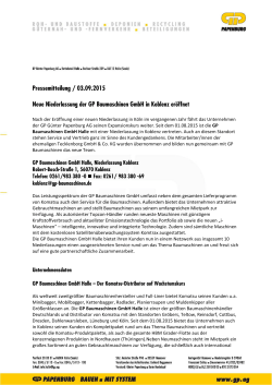 Neue Niederlassung der GP Baumaschinen GmbH Halle in Koblenz