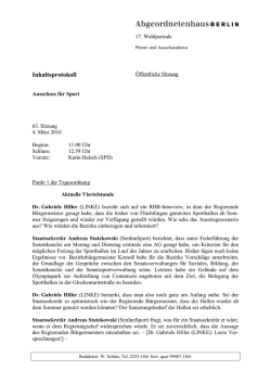 Inhaltsprotokoll - Abgeordnetenhaus von Berlin