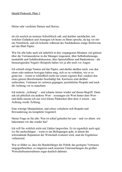 Harald Prokosch, Platz 3 Meine sehr verehrten Damen und Herren