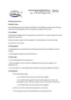 Beitragsordnung Verein Wichtiger Hinweis Diese VDST