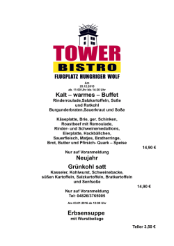 Kalt – warmes – Buffet Neujahr Grünkohl satt Erbsensuppe