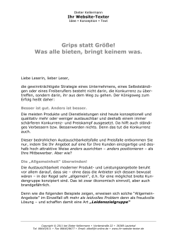 Grips statt Gr&ouml;&szlig;e! - Ihr Website