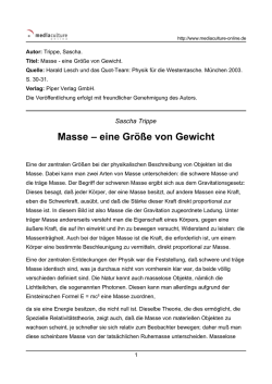 Masse – eine Größe von Gewicht