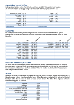 Gr&ouml;sse und Preise der Seminarr&auml;ume