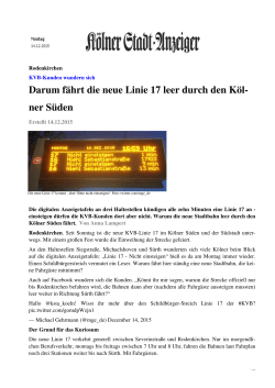 Darum fährt die neue Linie 17 leer durch den Köl