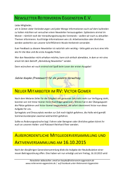 1. Newsletter - beim Reiterverein Eggenstein eV