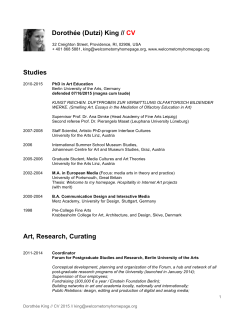 Doroth&eacute;e (Dutzi) King // CV Studies Art, Research, Curating