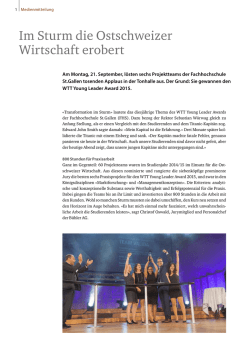 Im Sturm die Ostschweizer Wirtschaft erobert