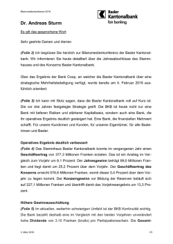 Dr. Andreas Sturm - Basler Kantonalbank
