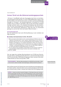 Immer streit um die Aktenversendungspauschale