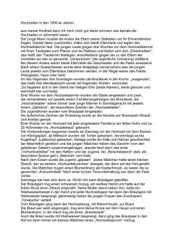 Hochzeiten in den 1930-er Jahren