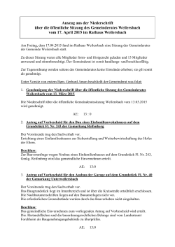 Auszug öffentliche Sitzung Weilersbach vom 17.04.2015
