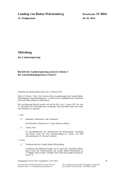Landtag von Baden-Württemberg Mitteilung
