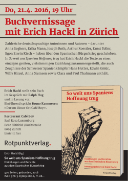 Buchvernissage mit Erich Hackl in Zürich