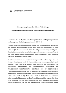 Hintergrundpapier zum Bereich der Pal&auml;ontologie