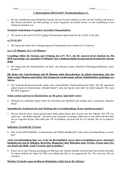 1. Hausregeltest 2015/16 KFV Westmecklenburg e.V. Strafstoß