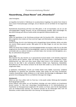 Hausordnung FeWo - Ferienvermietung Riedel
