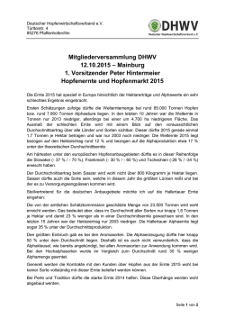 Hopfenernte und Hopfenmarkt 2015