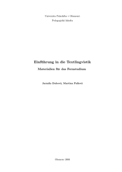 Einf&uuml;hrung in die Textlingvistik