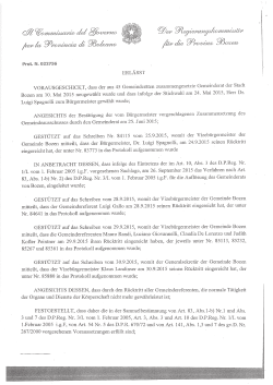 Dekret des Regierungskommissärs vom 30.9.2015