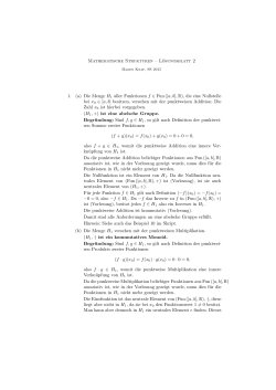 Mathematische Strukturen – Lösungsblatt 2 1. (a) Die Menge H1