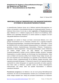 Hygienerichtline Nr. 22 - Mikrobiologische &Uuml;berpr&uuml;fung von