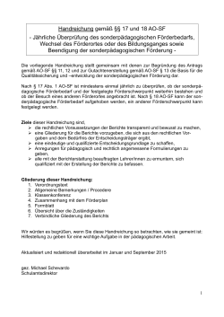 Handreichung zur J&auml;hrlichen &Uuml;berpr&uuml;fung des