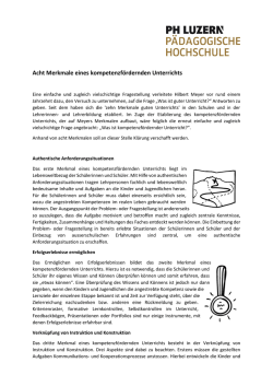 Acht Merkmale eines kompetenzf&ouml;rdernden Unterrichts