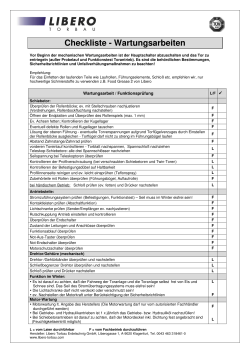 Checkliste - Wartungsarbeiten - LIBERO Torbau Erdetschnig GmbH