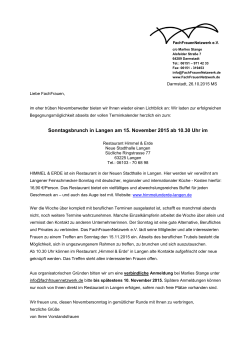 Sonntagsbrunch in Langen am 15. November 2015 ab 10.30 Uhr im