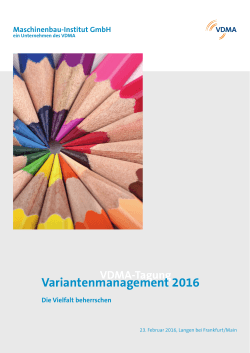 Variantenmanagement 2016 - Maschinenbau