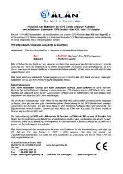 Hinweise zum Betreiben der GPS Ger&auml;te und zum