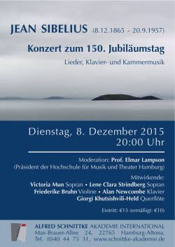 Konzert zum 150. Jubiläumstag Dienstag, 8. Dezember 2015 20:00