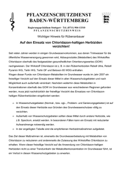 Hinweis Einsatz Chloridazon BW